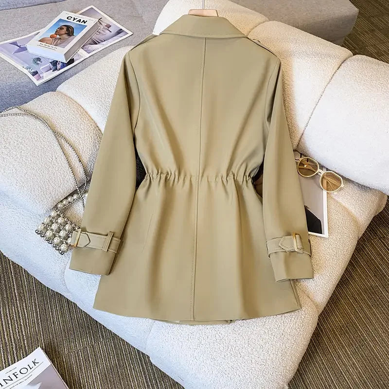 Women's Mid-Length Cotton Trench Coat - Stylish & Comfortable Outerwear