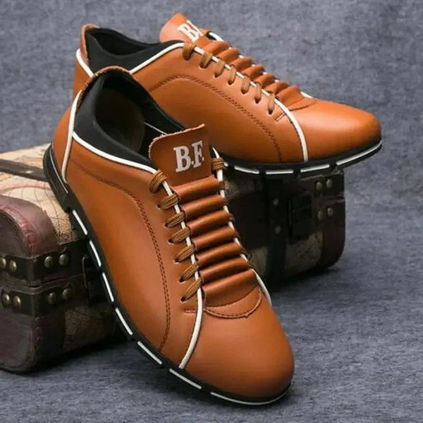 Men's Casual Lace-Up Sneakers with Stylish Contrast Stitch Sole - Comfortable & Versatile Footwear for Everyday Wear