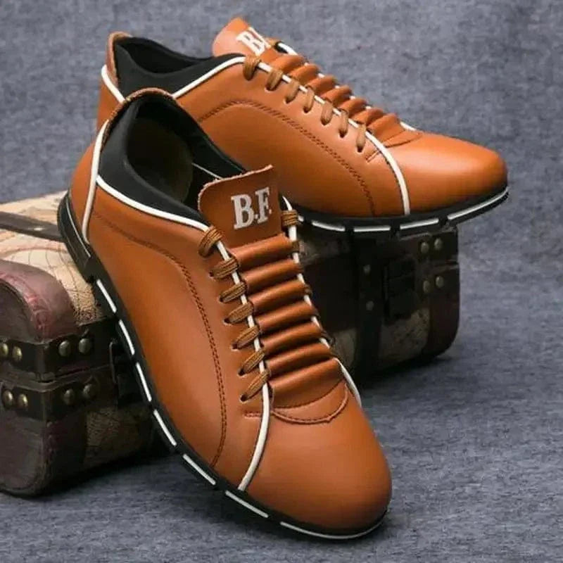 Men's Casual Lace-Up Sneakers with Stylish Contrast Stitch Sole - Comfortable & Versatile Footwear for Everyday Wear