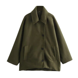Women's Oversized Winter Coat - Long Sleeve Button Front Jacket for Ultimate Warmth & Style
