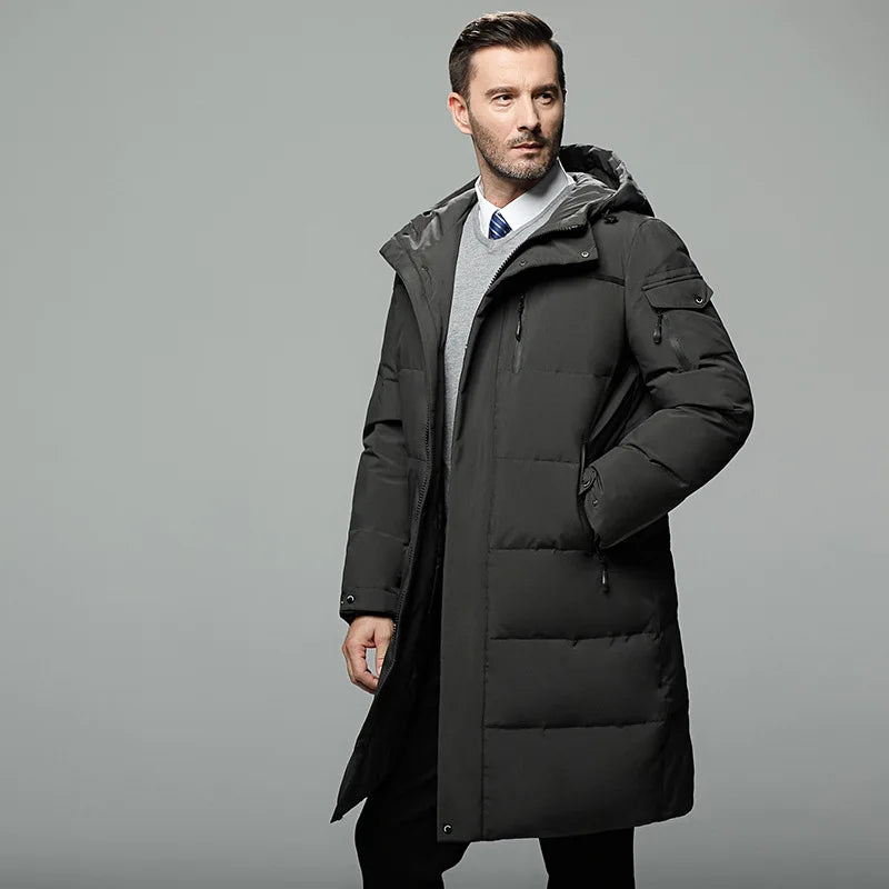 Men's Long Parkas Oversized Thicken Male Coat High Quality Fleece Casual Padded Jackets Men Clothing Outwear Winter Warm Jacket