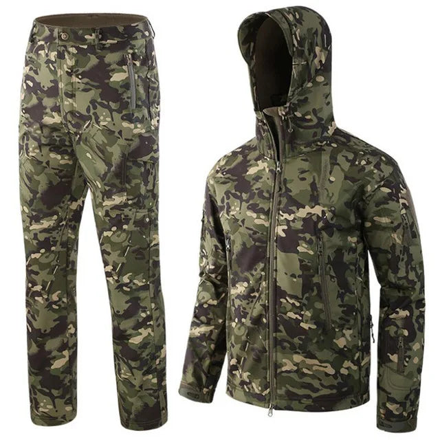 TAD Gear Men's Tactical Softshell Camouflage Jacket Set - Waterproof Windbreaker for Hunting & Outdoor Activities