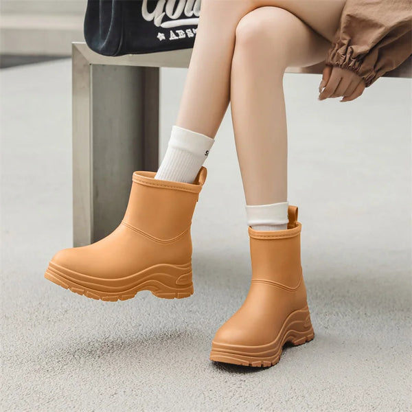 Women's Waterproof Mid-Calf Boots - Slip-Resistant Thick Outsole for Ultimate Comfort and Stability