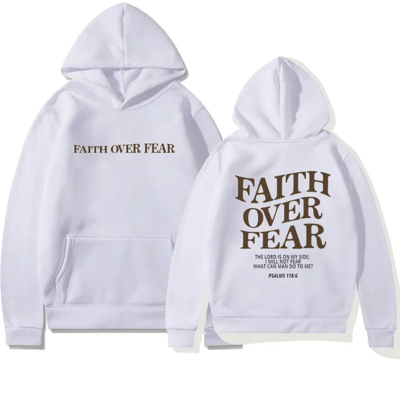 Women's Oversized Hoodie - Faith Over Fear Bible Verse Print - Cozy & Stylish Sweatshirt
