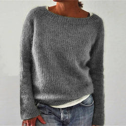 Women's Cozy Loose Knit Boot Neck Sweater - Stylish & Comfortable Pullover for Fall & Winter