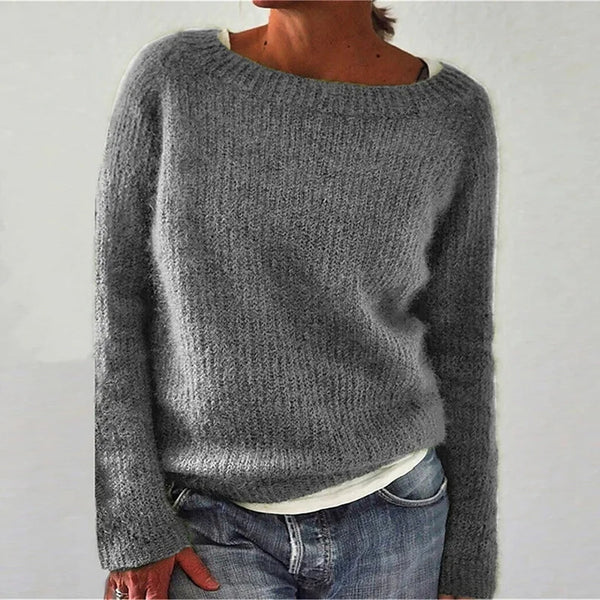 Women's Cozy Loose Knit Boot Neck Sweater - Stylish & Comfortable Pullover for Fall & Winter