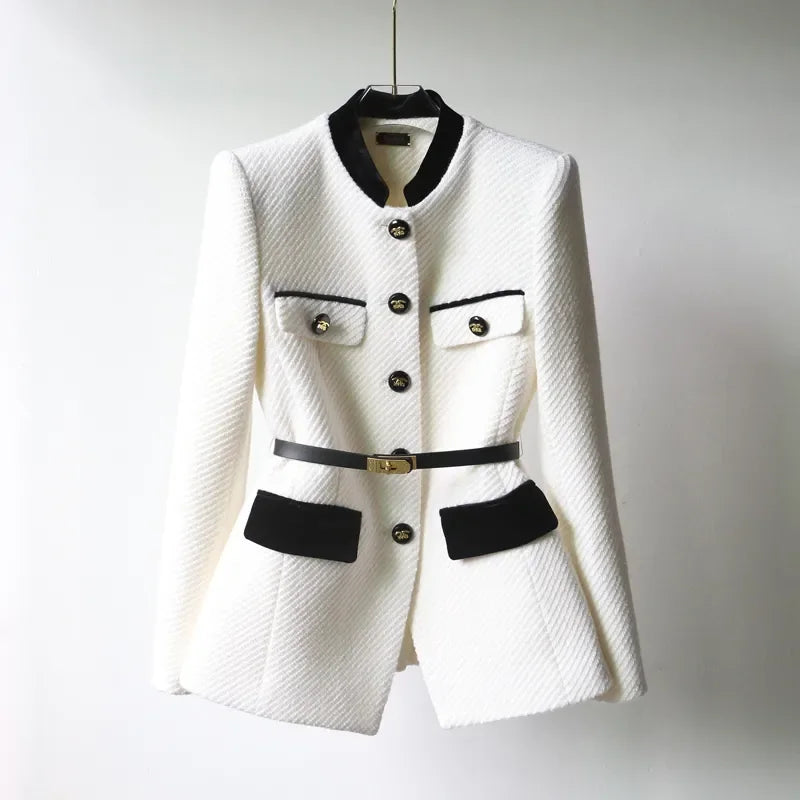Stylish Women's Wool Coat with Button Closure - Warm & Elegant Outerwear for Fall & Winter