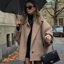 Women's Oversized Winter Coat - Long Sleeve Button Front Jacket for Ultimate Warmth & Style