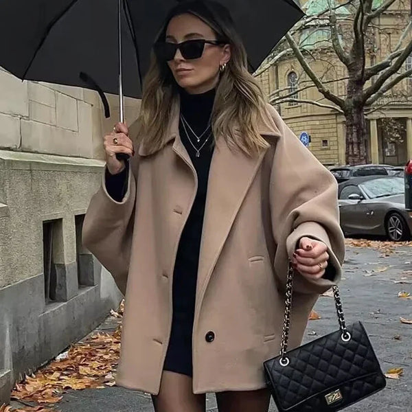 Women's Oversized Winter Coat - Long Sleeve Button Front Jacket for Ultimate Warmth & Style