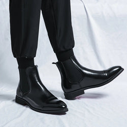 Men's Sleek Fit Chelsea Ankle Boots - Cap Toe Slip-On Design for Effortless Style
