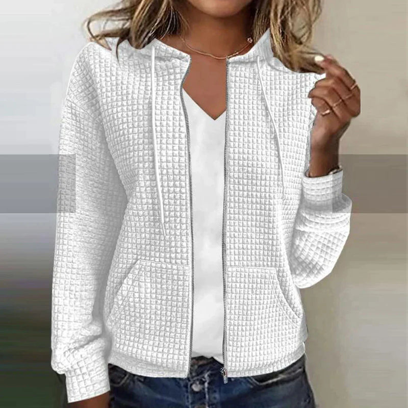 Women's Quilted Hooded Jacket - Casual Zip Front - Regular Fit - Stylish & Comfortable Outerwear