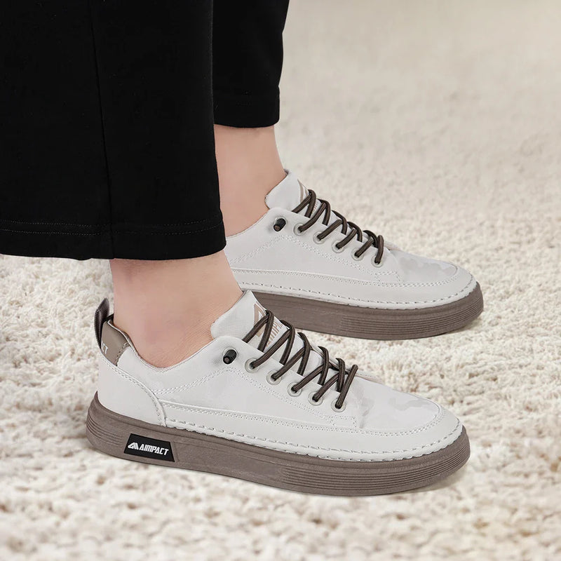 Men's Lace-Up Platform Skate Sneakers with Contrast Sole - Stylish & Comfortable Footwear for Skating and Everyday Wear