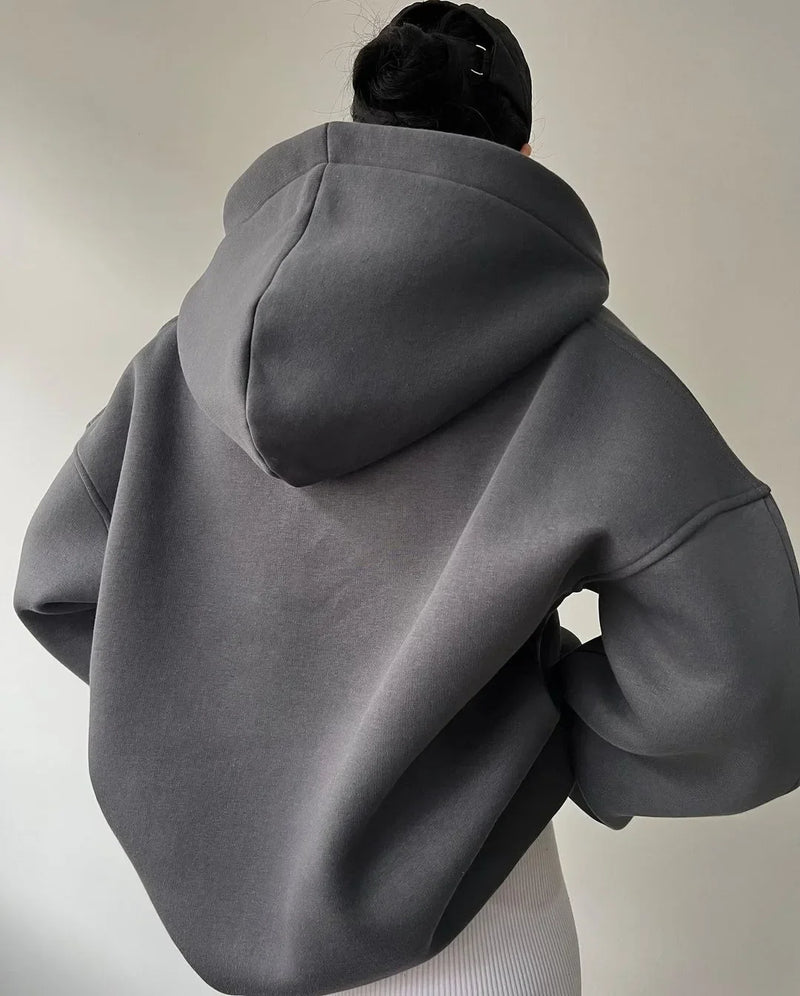 Women's Oversized V-Neck Pullover Hoodie - Stylish & Comfortable Sweatshirt
