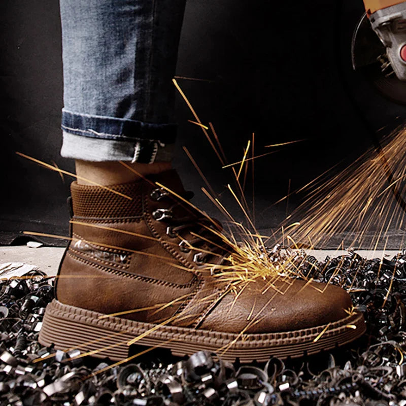 Men's Waterproof Steel Toe Safety Boots - Slip-Resistant Work Footwear for Ultimate Protection and Comfort