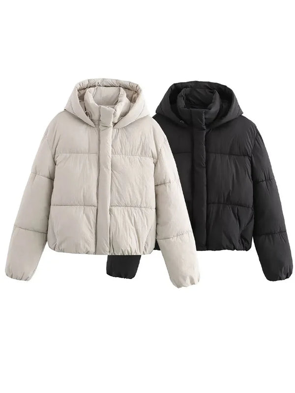 Women's Quilted Puffer Jacket with Hood – Thick & Warm Winter Coat for Ultimate Comfort