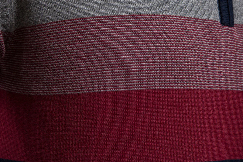 Men's Modern Slim Fit Striped Quarter-Zip Jumper - Stylish & Comfortable Knitwear for Casual Wear