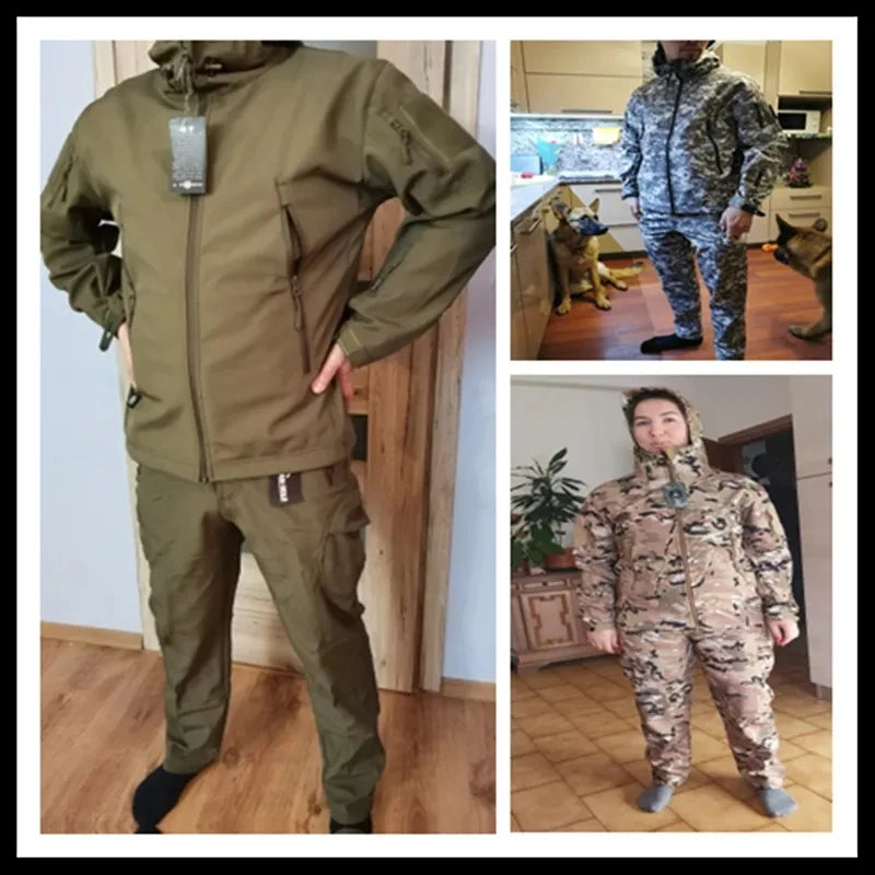 TAD Gear Men's Tactical Softshell Camouflage Jacket Set - Waterproof Windbreaker for Hunting & Outdoor Activities