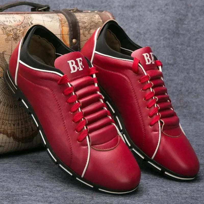Men's Casual Lace-Up Sneakers with Stylish Contrast Stitch Sole - Comfortable & Versatile Footwear for Everyday Wear