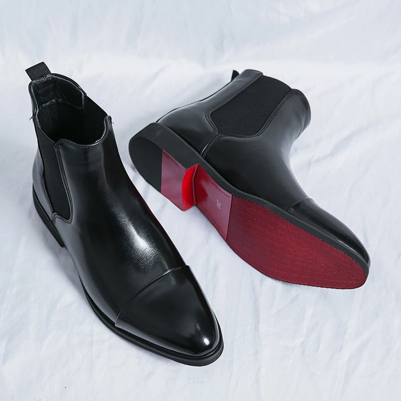 Men's Sleek Fit Chelsea Ankle Boots - Cap Toe Slip-On Design for Effortless Style