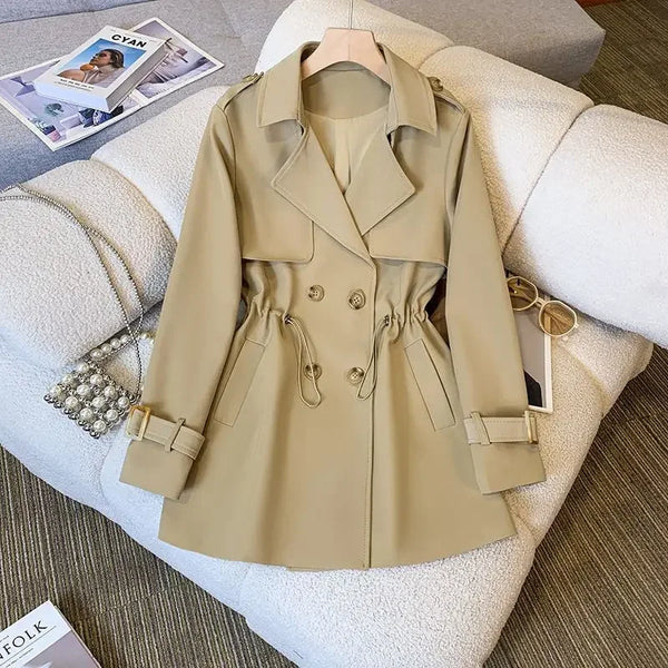 Women's Mid-Length Cotton Trench Coat - Stylish & Comfortable Outerwear