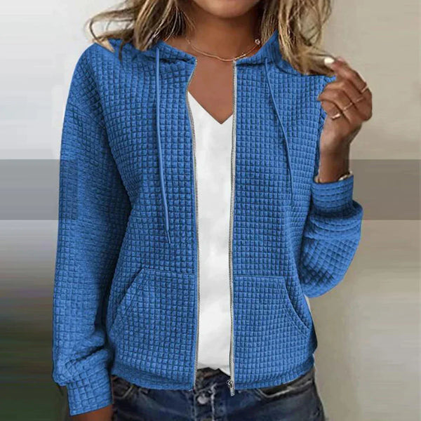 Women's Quilted Hooded Jacket - Casual Zip Front - Regular Fit - Stylish & Comfortable Outerwear