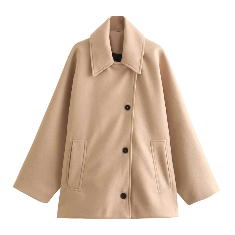 Women's Oversized Winter Coat - Long Sleeve Button Front Jacket for Ultimate Warmth & Style