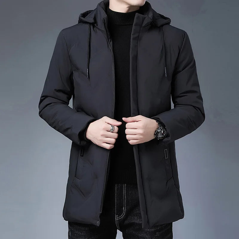 New Brand Hooded Casual Fashion Long Thicken Outwear Parkas Jacket Men Winter Windbreaker Coats Men Clothing High Quality parkas