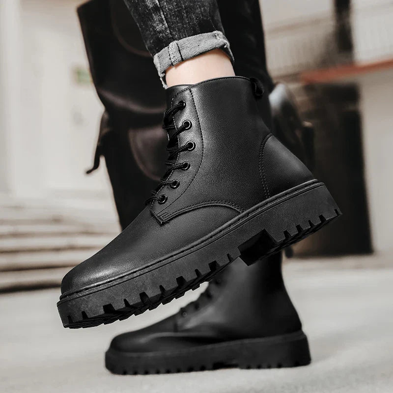 Men's Waterproof High-Top Lace-Up Boots with Anti-Slip Sole - Perfect for Outdoor Adventures