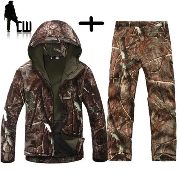 TAD Gear Men's Tactical Softshell Camouflage Jacket Set - Waterproof Windbreaker for Hunting & Outdoor Activities