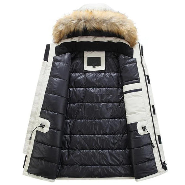 Men's Stylish Thick Winter Parka with Hood - Trendy Down Collar Casual Outerwear for Ultimate Warmth
