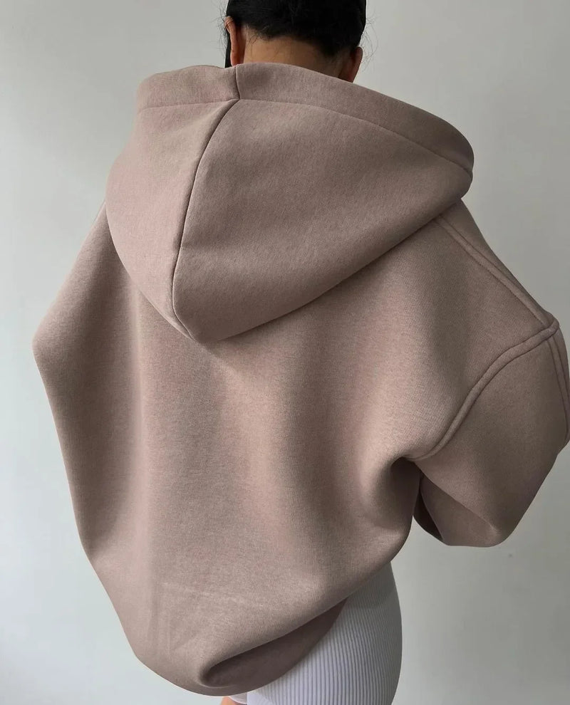 Women's Oversized V-Neck Pullover Hoodie - Stylish & Comfortable Sweatshirt