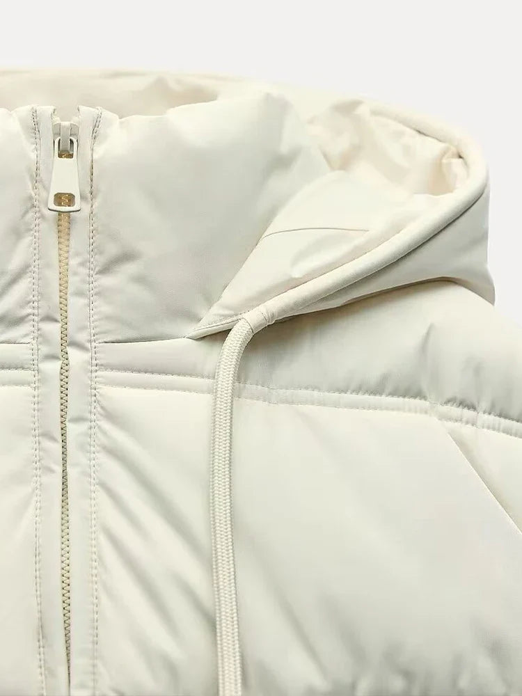 Women's Casual Quilted Hooded Puffer Jacket - Warm Insulated Winter Coat
