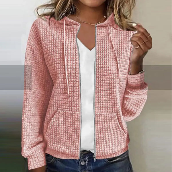 Women's Quilted Hooded Jacket - Casual Zip Front - Regular Fit - Stylish & Comfortable Outerwear