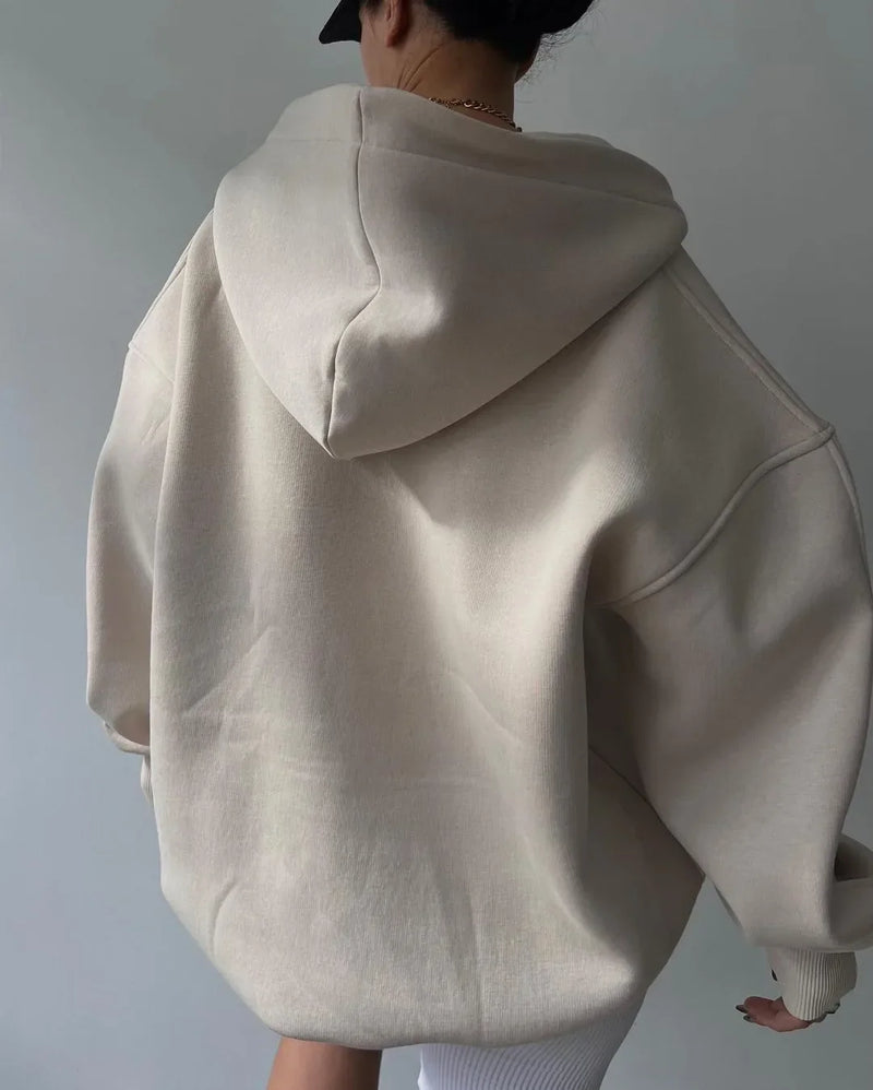 Women's Oversized V-Neck Pullover Hoodie - Stylish & Comfortable Sweatshirt