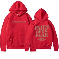 Women's Oversized Hoodie - Faith Over Fear Bible Verse Print - Cozy & Stylish Sweatshirt