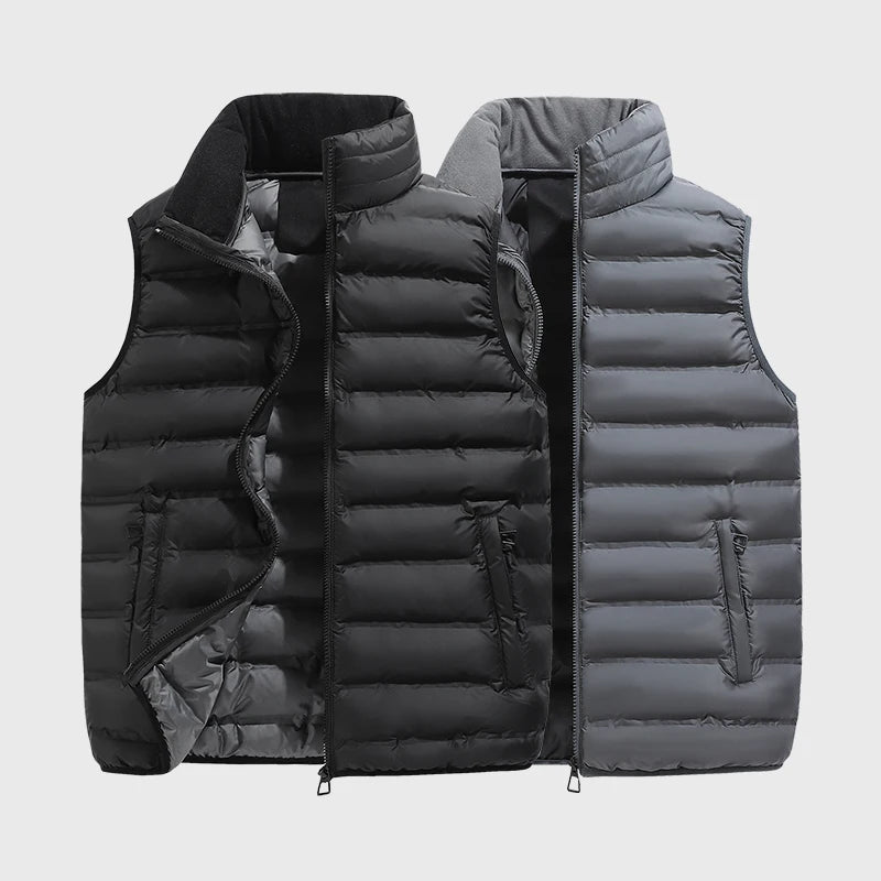 Men Cardigan Down Vest Sleeveless Zipper Vest Coat Male Multi Pockets Solid Color Windproof Warm Padding Down Jacket Clothes