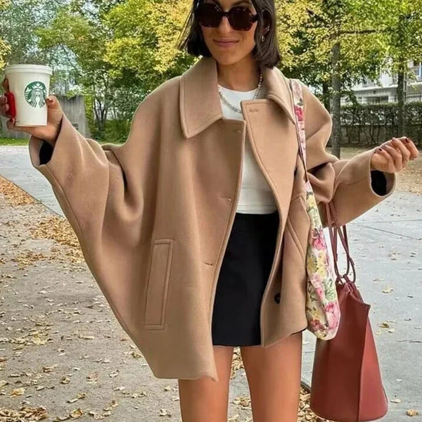 Women's Oversized Winter Coat - Long Sleeve Button Front Jacket for Ultimate Warmth & Style