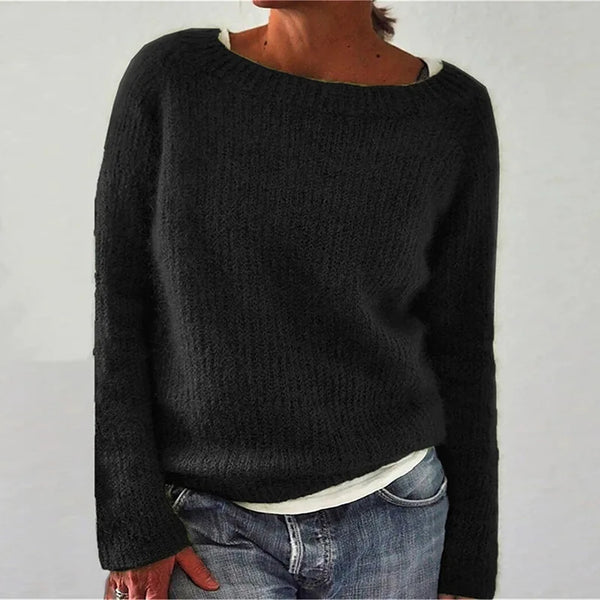 Women's Loose Fit Long Sleeve Knit Jumper - Cozy Casual Sweater for Everyday Wear