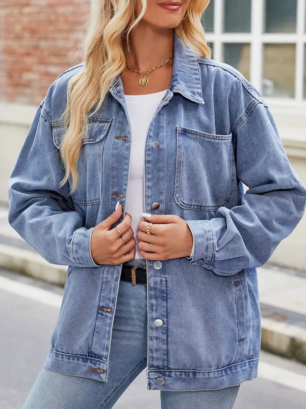 Stylish Women's Oversized Denim Jacket - Trendy Casual Outerwear for Every Season