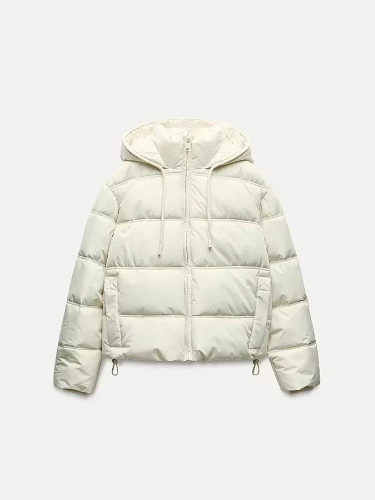 Women's Casual Quilted Hooded Puffer Jacket - Warm Insulated Winter Coat