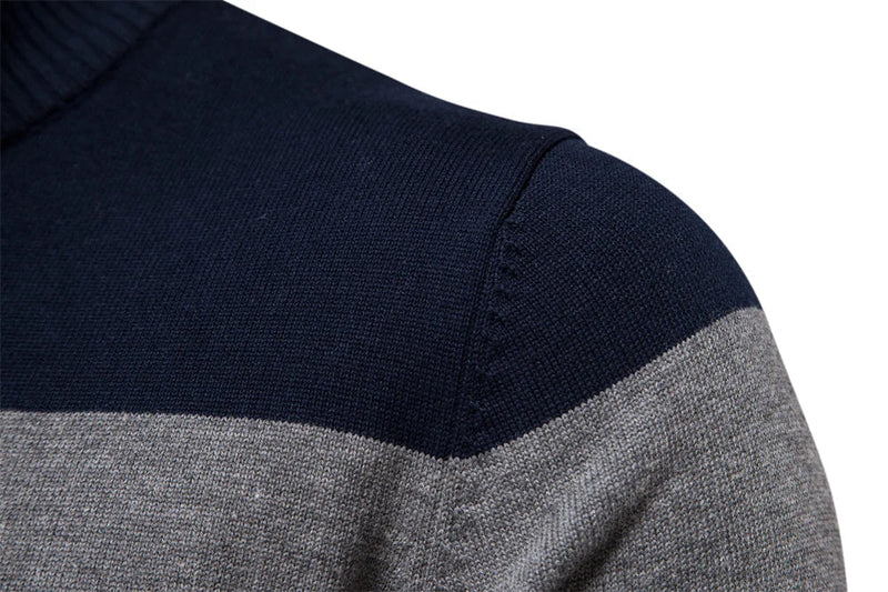 Men's Modern Slim Fit Striped Quarter-Zip Jumper - Stylish & Comfortable Knitwear for Casual Wear
