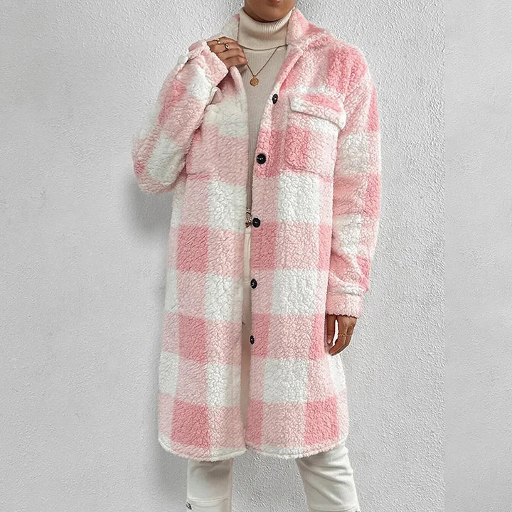Giovana Women's Plaid Jacket with Cozy Polar Fleece Lining - Stylish & Warm Outerwear