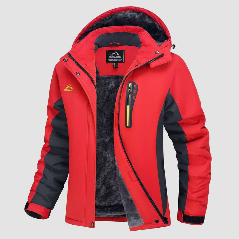 Women's Waterproof Fleece-Lined Ski Jacket with Adjustable Hood - Insulated Winter Outerwear for Cold Weather Adventures