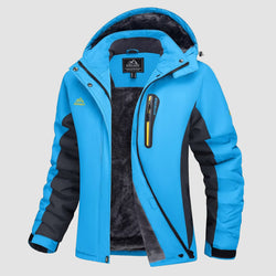 Women's Waterproof Fleece-Lined Ski Jacket with Adjustable Hood - Insulated Winter Outerwear for Cold Weather Adventures