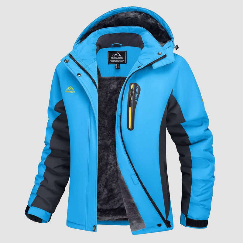 Women's Waterproof Fleece-Lined Ski Jacket with Adjustable Hood - Insulated Winter Outerwear for Cold Weather Adventures