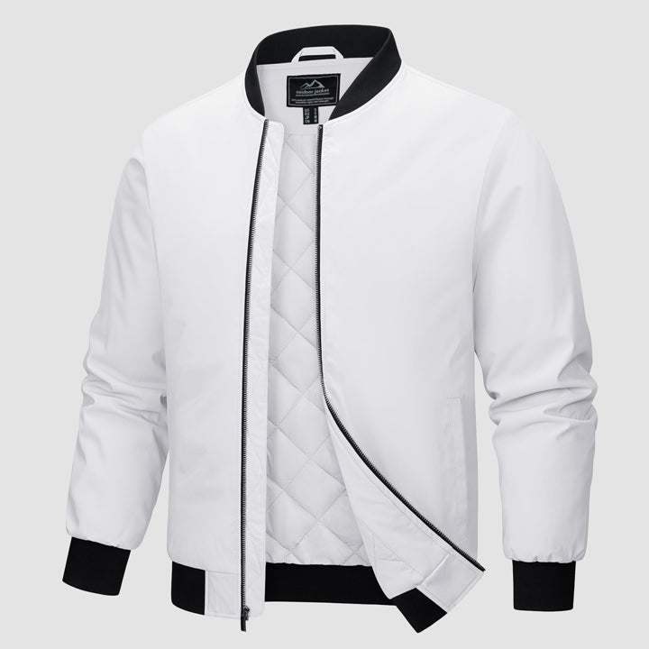 Men's Quilted Winter Bomber Jacket - Windproof Zip-Up Coat for Ultimate Warmth and Style