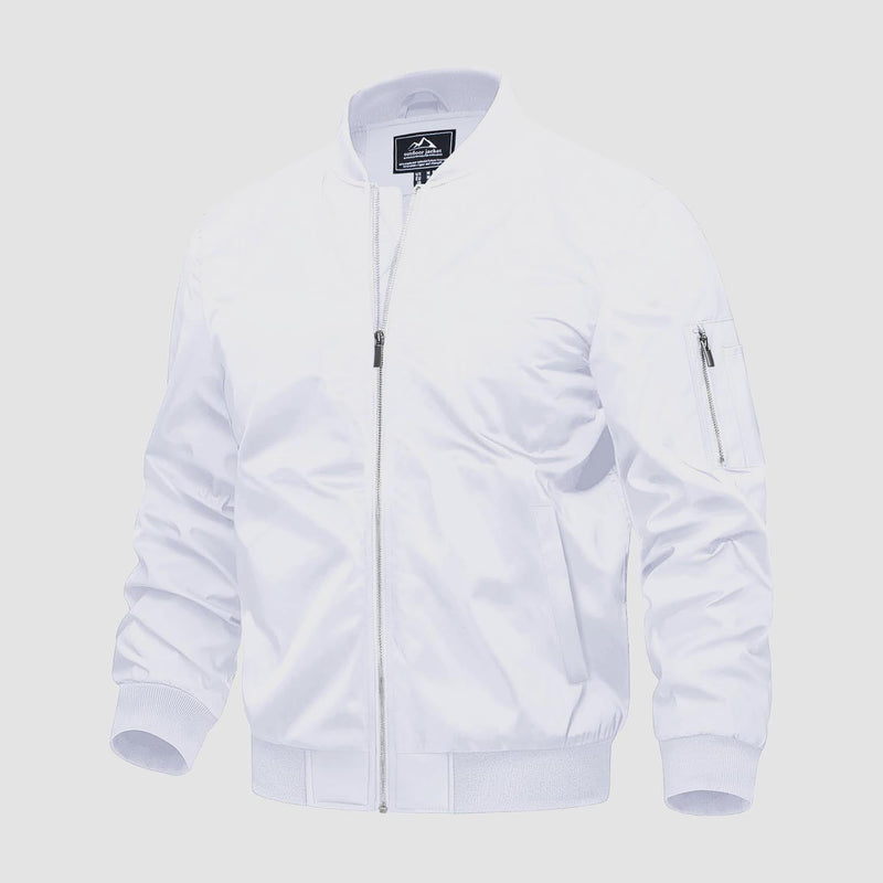 Men's Quilted Windproof Bomber Jacket with Pockets - Stylish & Durable Outerwear for All Seasons