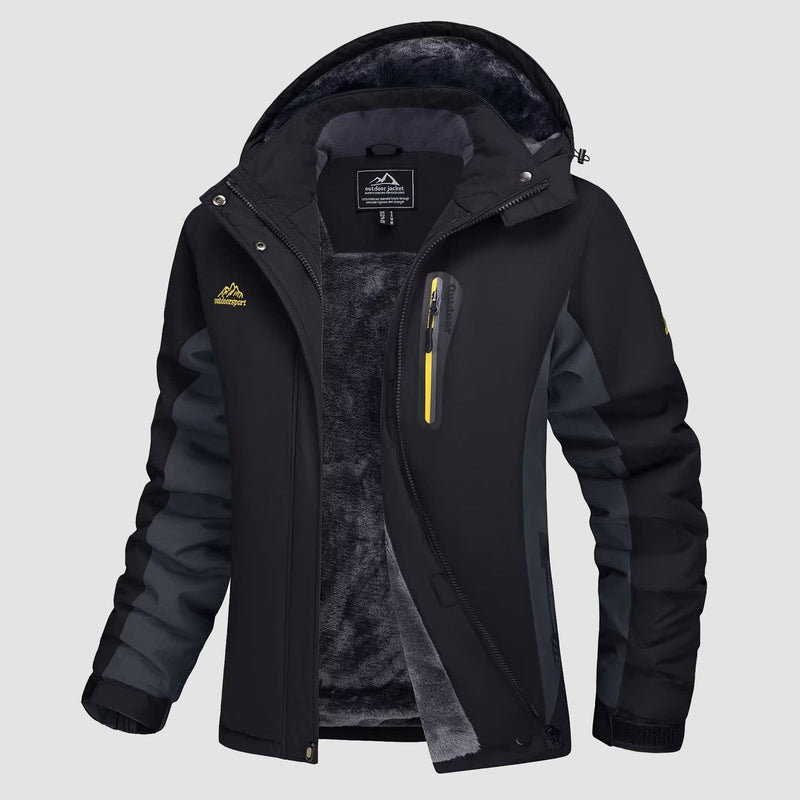 Women's Waterproof Fleece-Lined Ski Jacket with Adjustable Hood - Insulated Winter Outerwear for Cold Weather Adventures