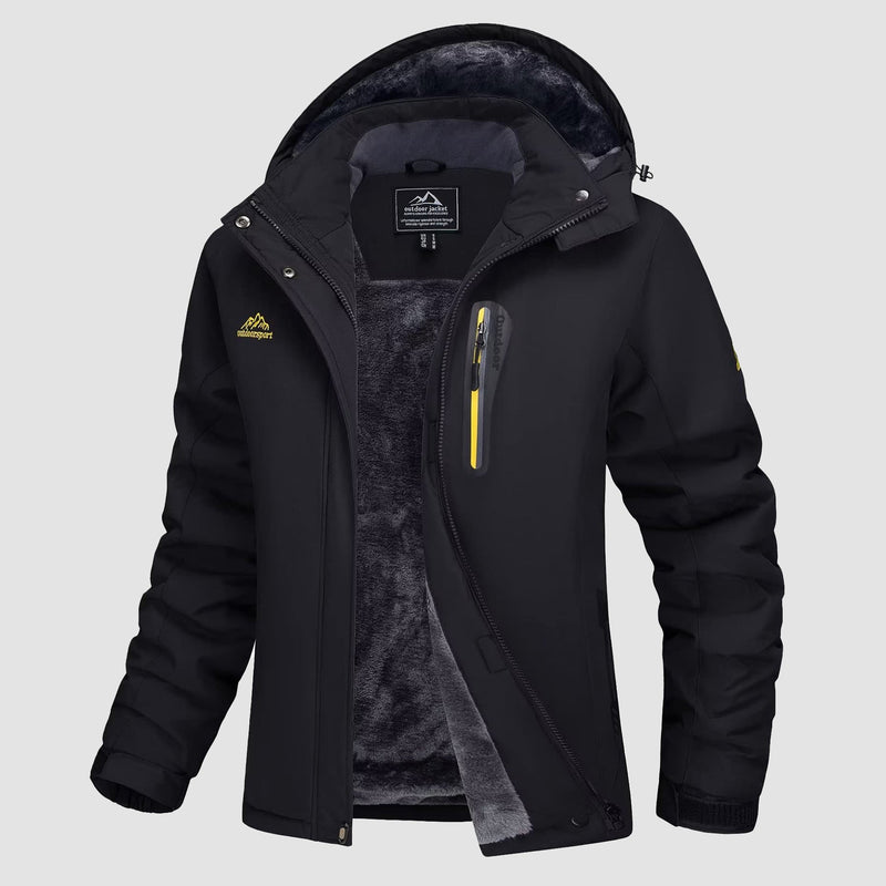 Women's Waterproof Fleece-Lined Ski Jacket with Adjustable Hood - Insulated Winter Outerwear for Cold Weather Adventures