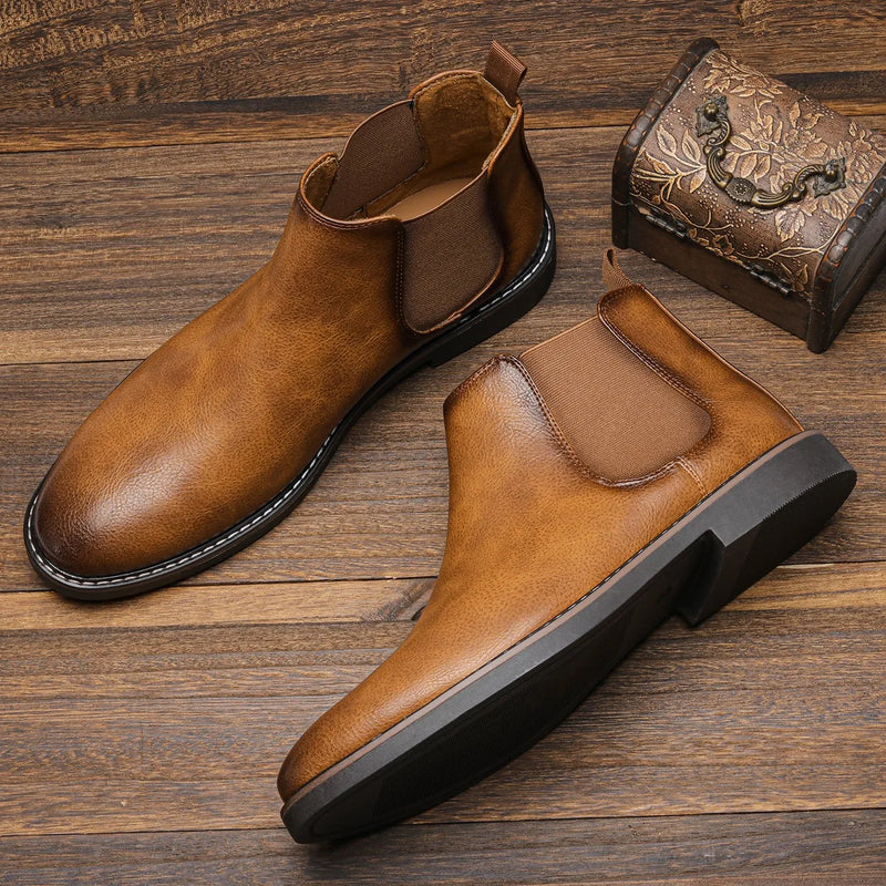 Men's Waterproof Chelsea Boots - Stylish & Comfortable with Elastic Side Panels